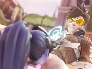 Widowmaker Makes Sexy Eye Contact While Eating Tracer's Pussy free video